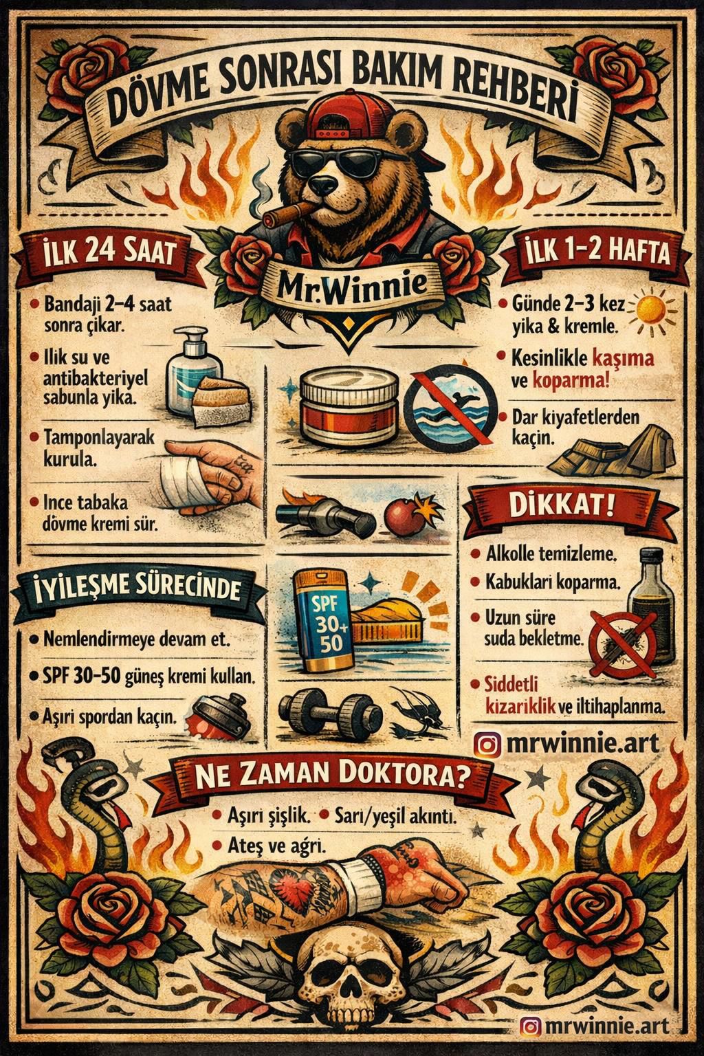 Dövme sonrası bakım rehberi (özet)